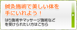 鍼灸施術で美しい体を手にいれよう！はり施術やマッサージ施術などを受けられたい方はこちら